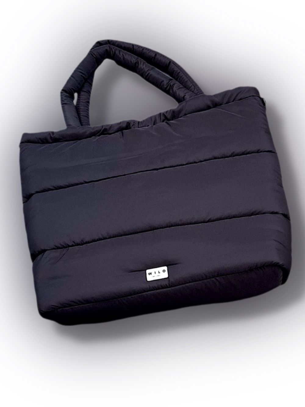 WILO THE LABEL Scrunch Top Black Quilted Tote Bag NWT